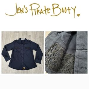 Jens Pirate Booty Button Down Long Sleeve Top with lace detail Size XS